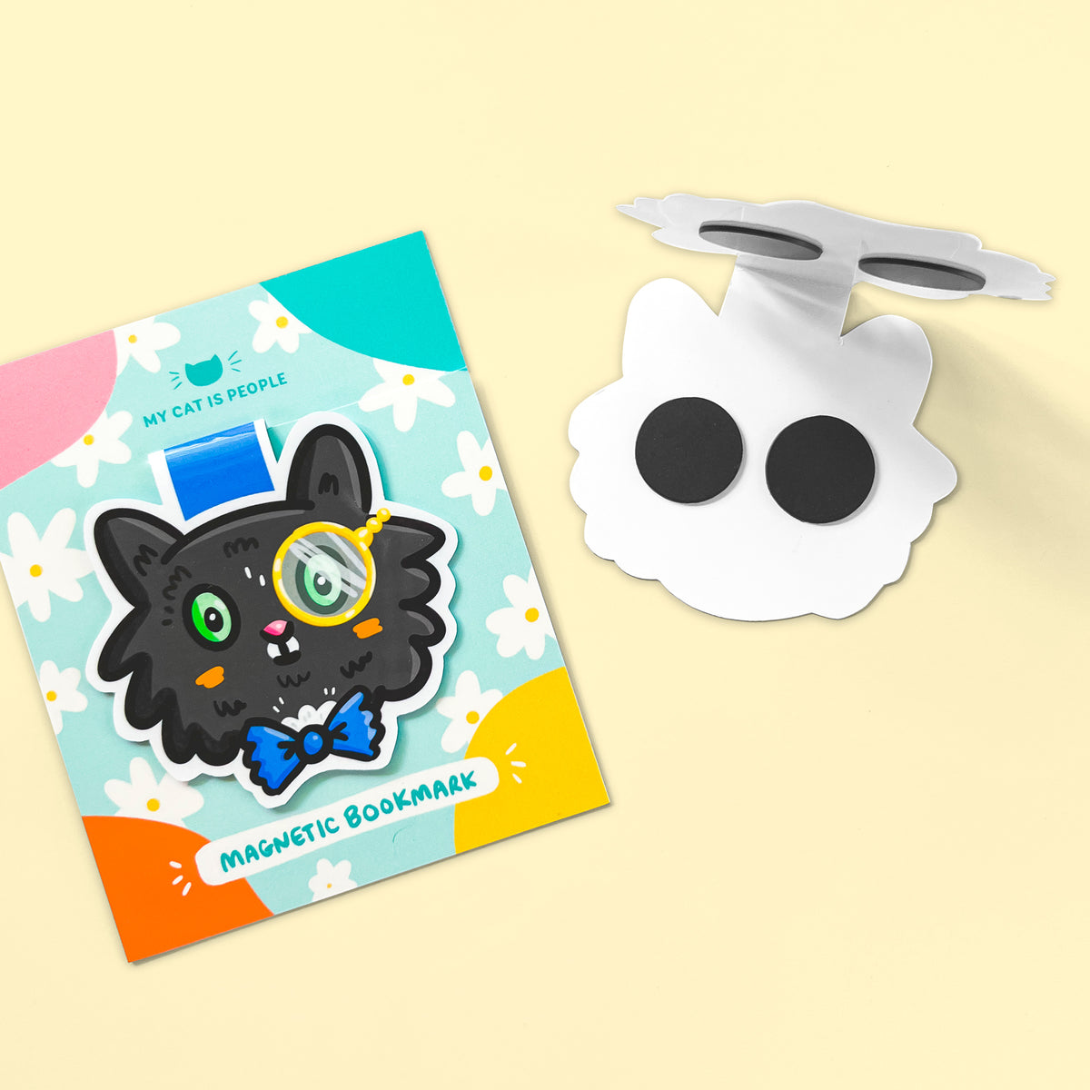 Moustache Cat ~ Magnetic Bookmark