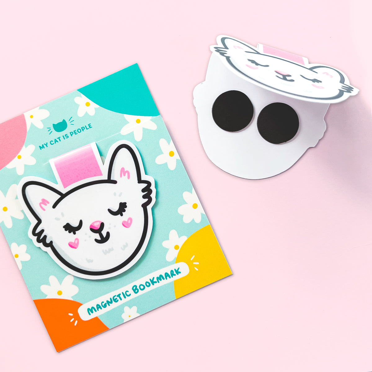 White Cat ~ Magnetic Bookmark