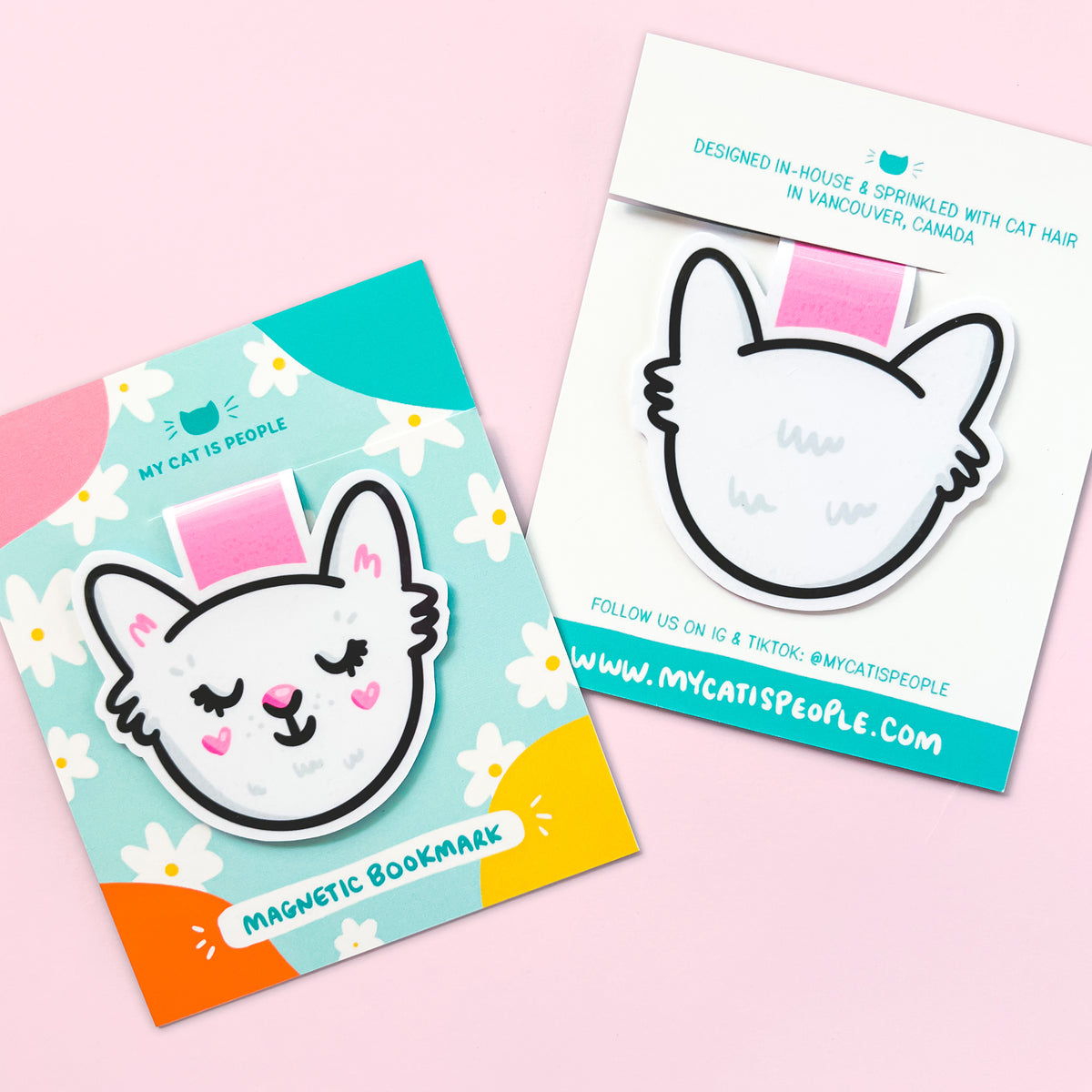 White Cat ~ Magnetic Bookmark