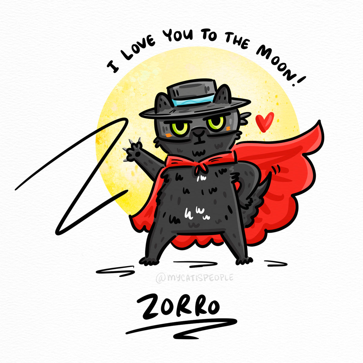 Custom Drawn Purrfect Doodle