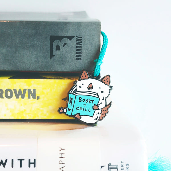 Books + Chill ~ Enamel charm and tassel cat bookmark by My Cat Is People. #booksandchill