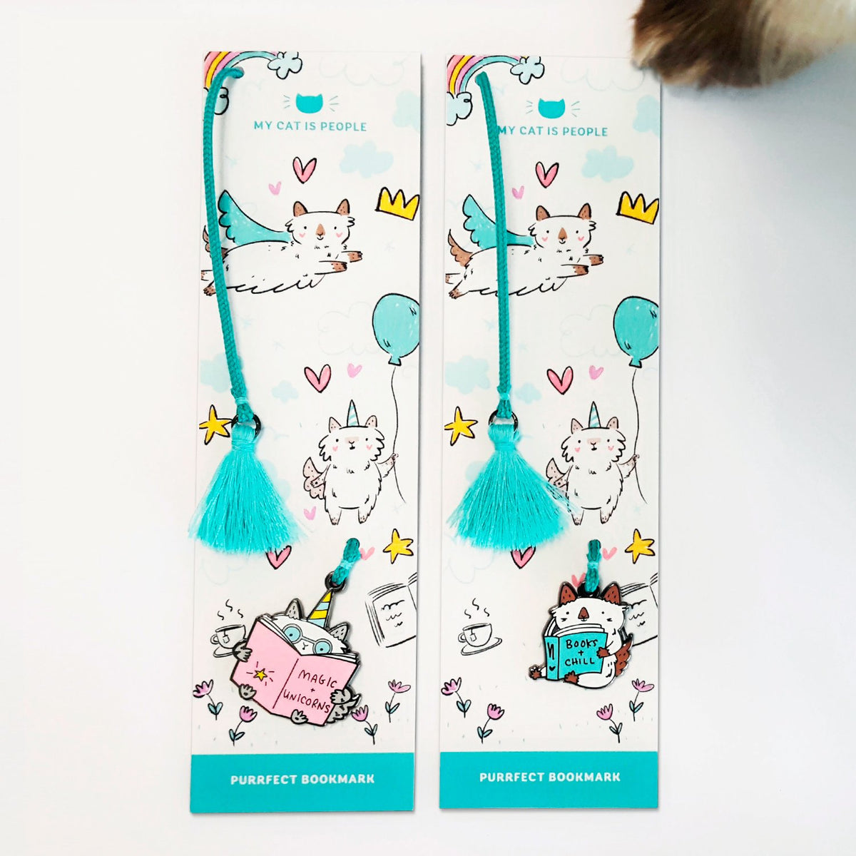 Cute gifts for cat lovers! ~ Enamel cat charm and tassel bookmarks by My Cat Is People. #booksandchill 