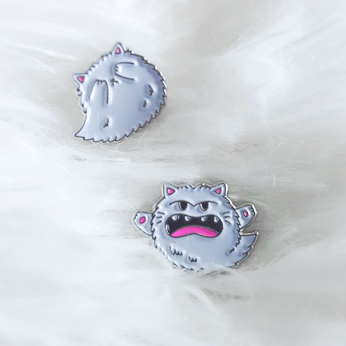 Kitty Boo Boo - Set of two Halloween ghost cat earrings by My Cat Is People. Nickel-free enamel cat earrings.