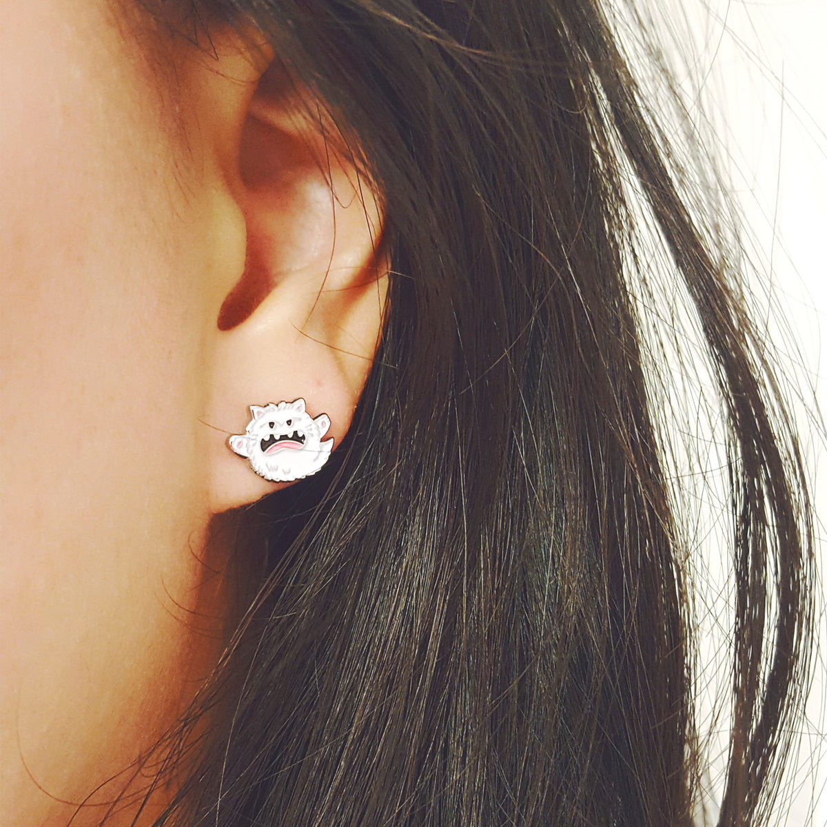 Kitty Boo Boo - Halloween ghost kitty earrings by My Cat Is People. Nickel-free enamel cat earrings.