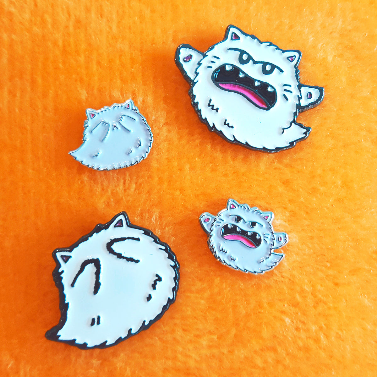 Kitty Boo Boo - Halloween ghost cat pins and earrings by My Cat Is People.