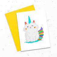 Mewnicorn - Greeting card with an illustration of a magical unicorn cat.