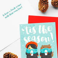 'Tis This Season To Have A Drink Or Two With Those Mew Love - Holiday greeting card by My Cat Is People 