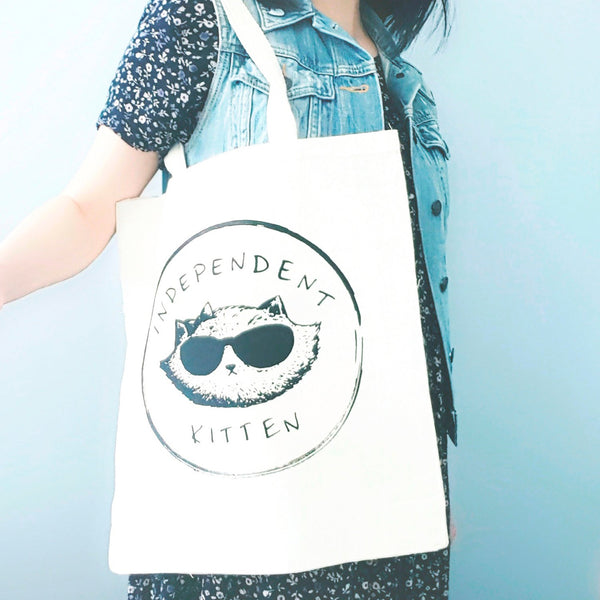 Independent Kitten ~ Screen Printed Tote Bag
