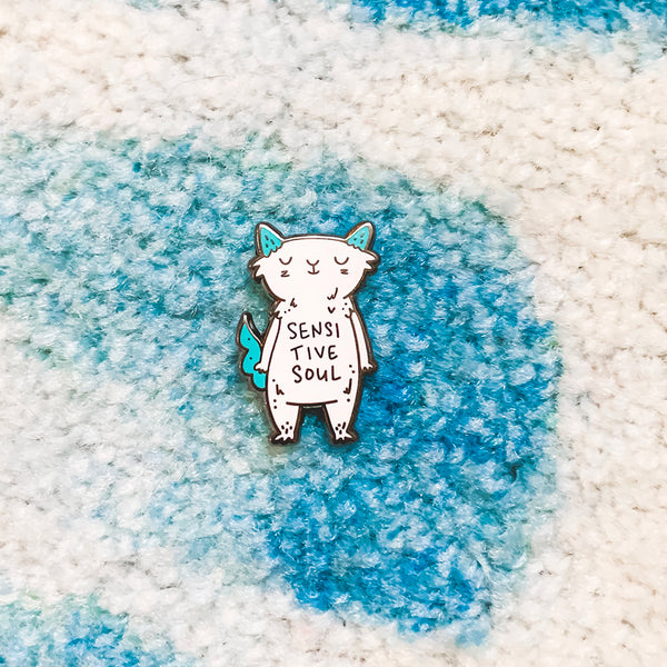 Sensitive Soul ~ Highly sensitive introvert cat enamel pin by My Cat Is People