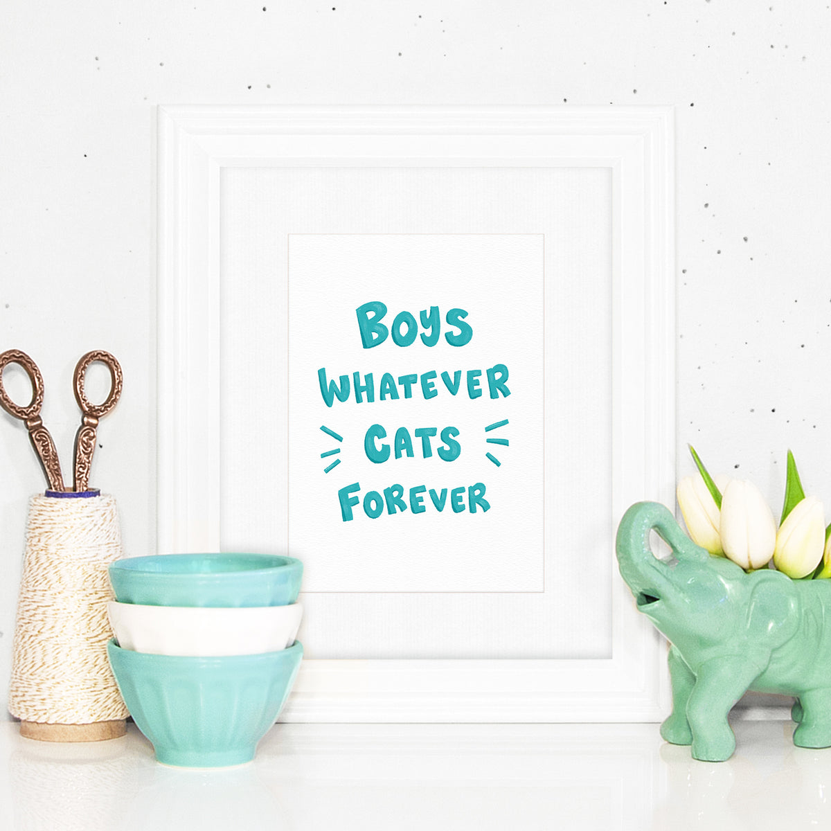 Boys Whatever Cats Forever ~ Typographic art print by My Cat Is People