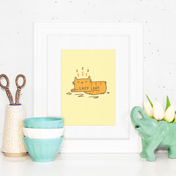Lazy Loaf - Sleepy cat art print by My Cat Is People