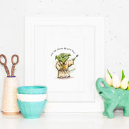 May The Farts With With You - Print with a drawing of Yoda eating ice cream and tooting! Fart jokes. Lactard.