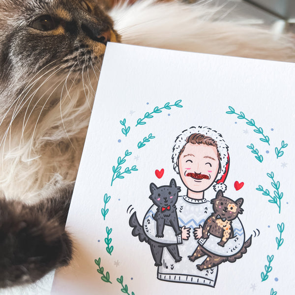 Custom family pet portrait art print by My Cat Is People